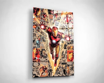 Iron Man Tempered Glass Wall Art, Comics Poster, Avengers Fan Gift