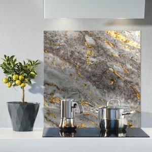Salpicadero de cocina de mármol mineral, vidrio templado impreso, tamaño personalizado, decoración de cocina moderna, panel de pared de vidrio, pedido personalizado, arte de pared