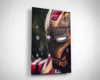 Iron Man Tempered Glass Wall Art: Avengers Superhero Decor