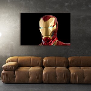 Iron Man Moderne Wandkunst, Gehärteter Glasdruck, Marvel Avengers Decor, Extra Large Poster, Geburtstagsgeschenk für Comic Fan, Glasposter Bild 4