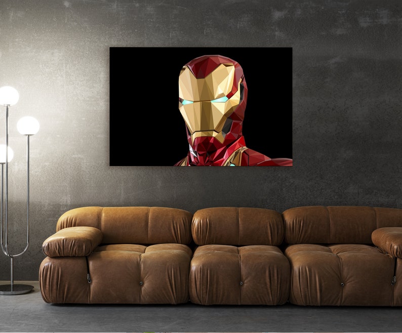Iron Man Moderne Wandkunst, Gehärteter Glasdruck, Marvel Avengers Decor, Extra Large Poster, Geburtstagsgeschenk für Comic Fan, Glasposter Bild 4
