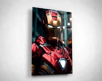 Iron Man Tempered Glass Wall Art: Avengers Decor