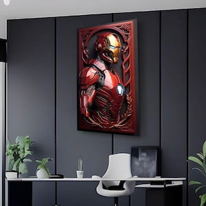 Iron man Glass Wall Art, Tempered glass print, Avengers Lover Present, Teens Room Decor, Boy's Birthday Gift, Unframed Poster, Superhero image 4