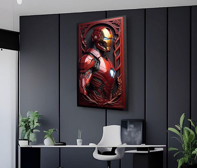 Iron man Glass Wall Art, Tempered glass print, Avengers Lover Present, Teens Room Decor, Boy's Birthday Gift, Unframed Poster, Superhero image 4