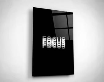 Focus Quote gehard glasprint, zwart-witte kunst op optische illusie