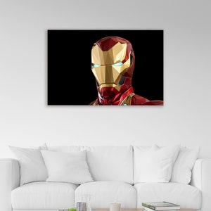 Iron Man Moderne Wandkunst, Gehärteter Glasdruck, Marvel Avengers Decor, Extra Large Poster, Geburtstagsgeschenk für Comic Fan, Glasposter Bild 2