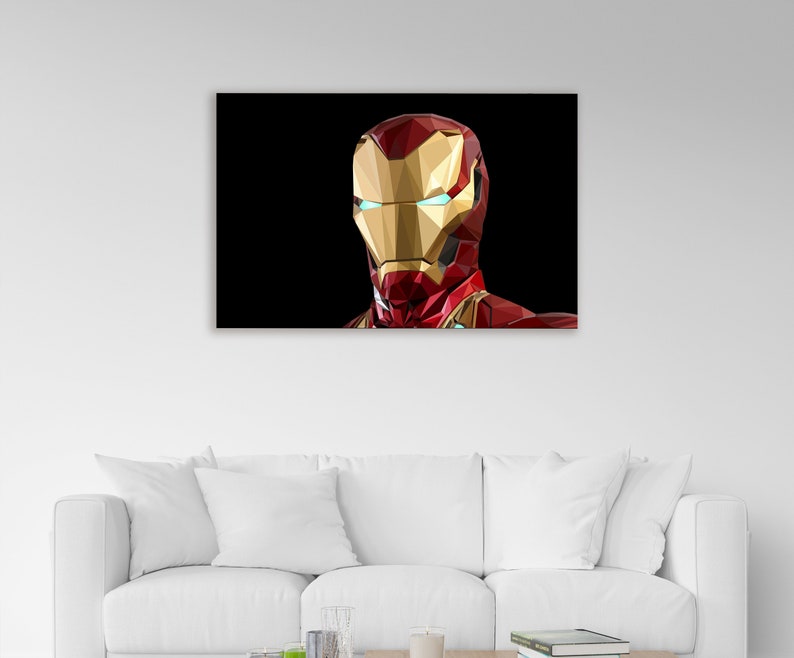 Iron Man Moderne Wandkunst, Gehärteter Glasdruck, Marvel Avengers Decor, Extra Large Poster, Geburtstagsgeschenk für Comic Fan, Glasposter Bild 2