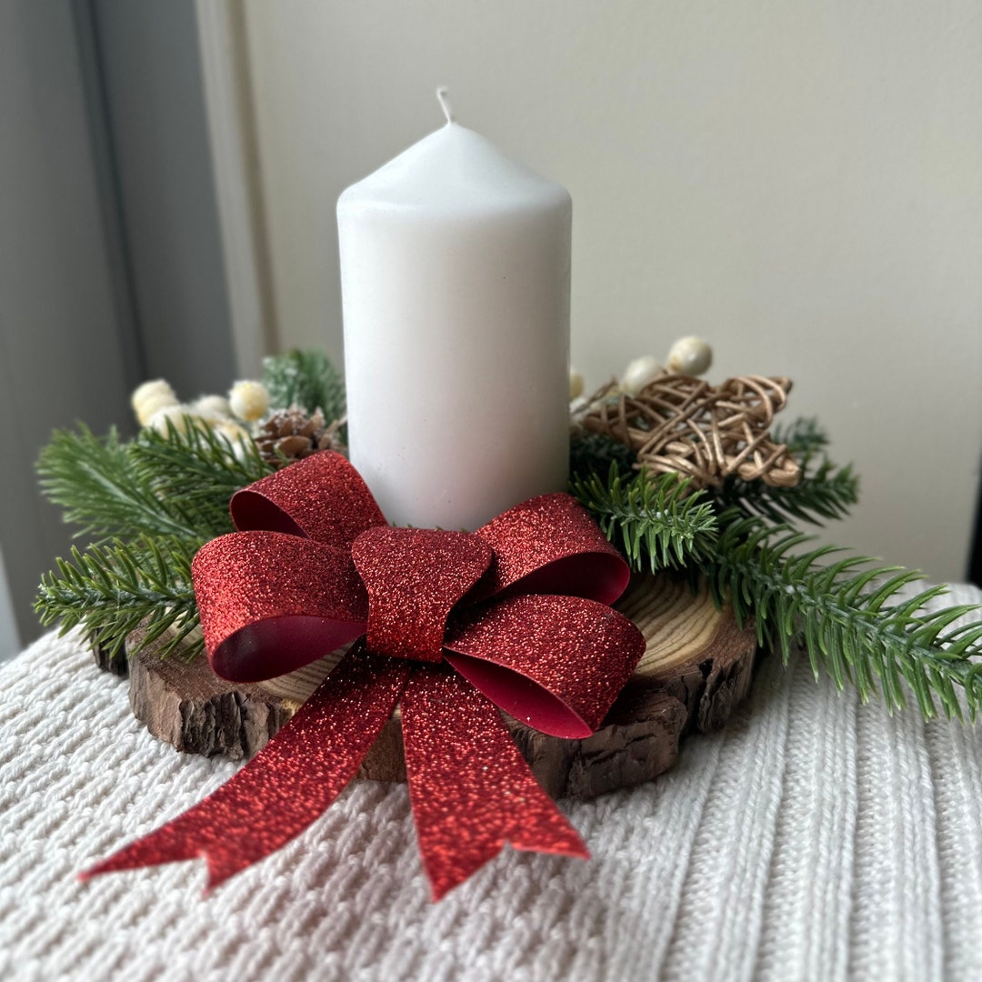 Classic Christmas Candle Holder Centrepiece Traditional Xmas Etsy UK