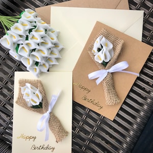 Calla Blumenstrauß Geburtstagskarte 3D Blumenstrauß Goldene Hochzeit Jubiläum Geburtstagskarte Hochzeit Brautschmuck Braut Brautmutter