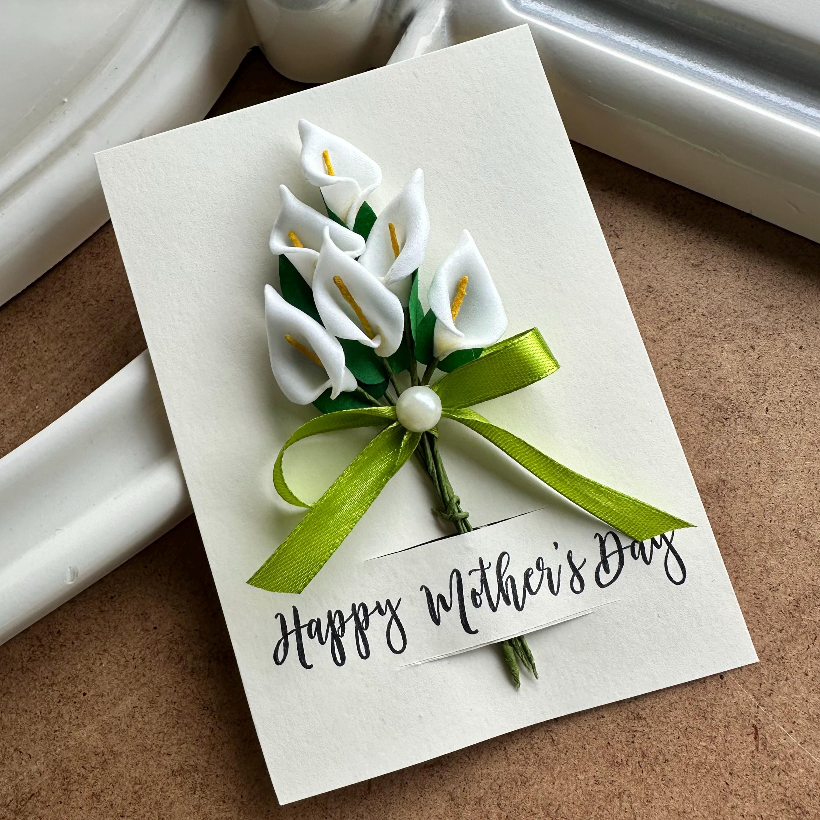 Elegant calla lily flower card for mum personalised keepsake gift box for Mother&#39;s Day 3D floral greeting card for best mom birthday present