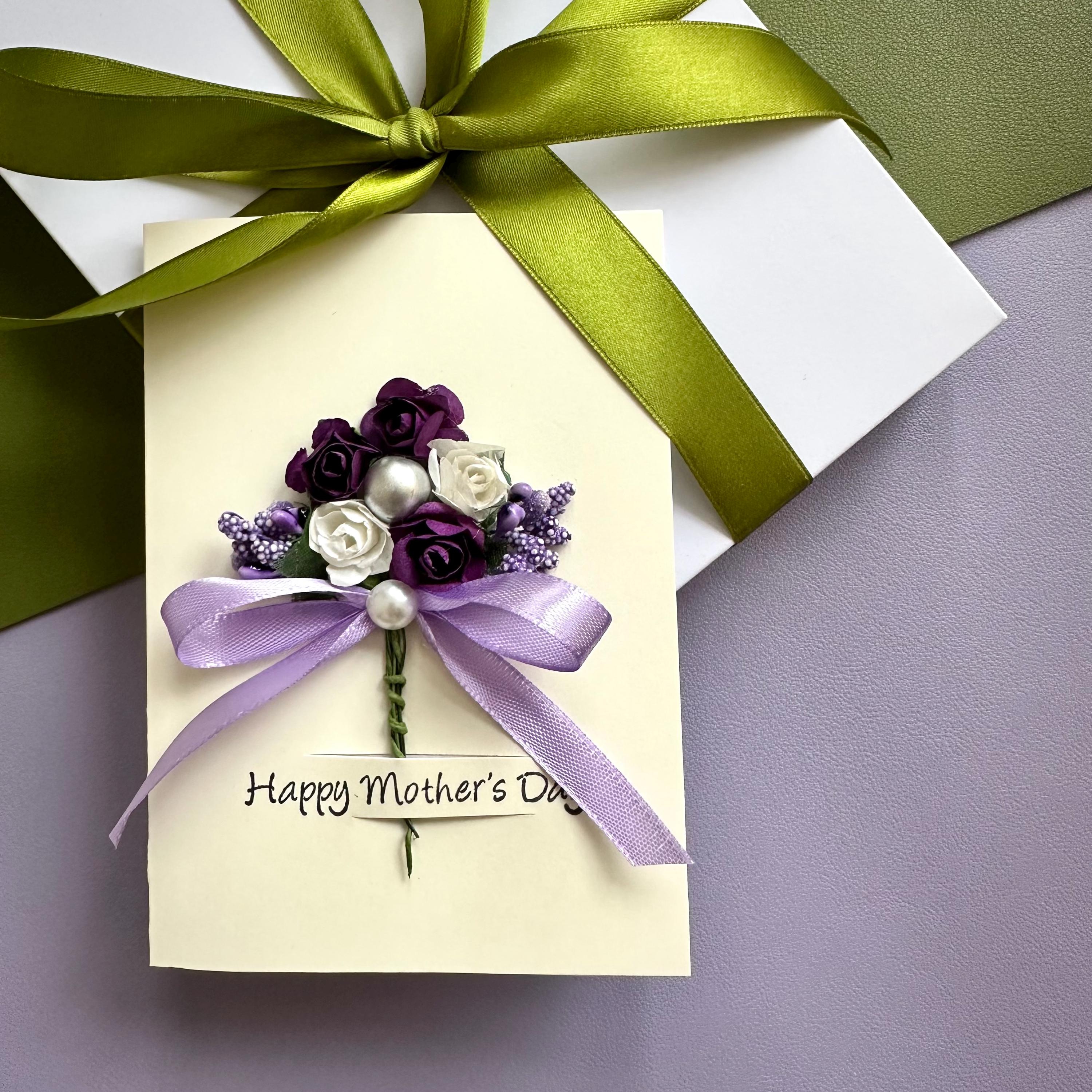 Elegant Purple Floral Birthday Card Mum Rose Bouquet Greetings Flower ...
