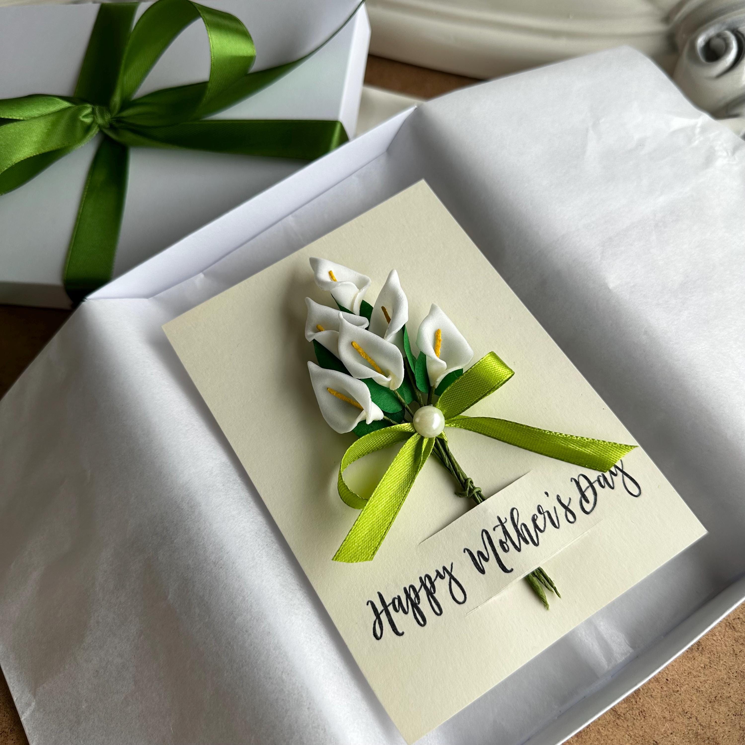 Elegant calla lily flower card for mum personalised keepsake gift box for Mother&#39;s Day 3D floral greeting card for best mom birthday present