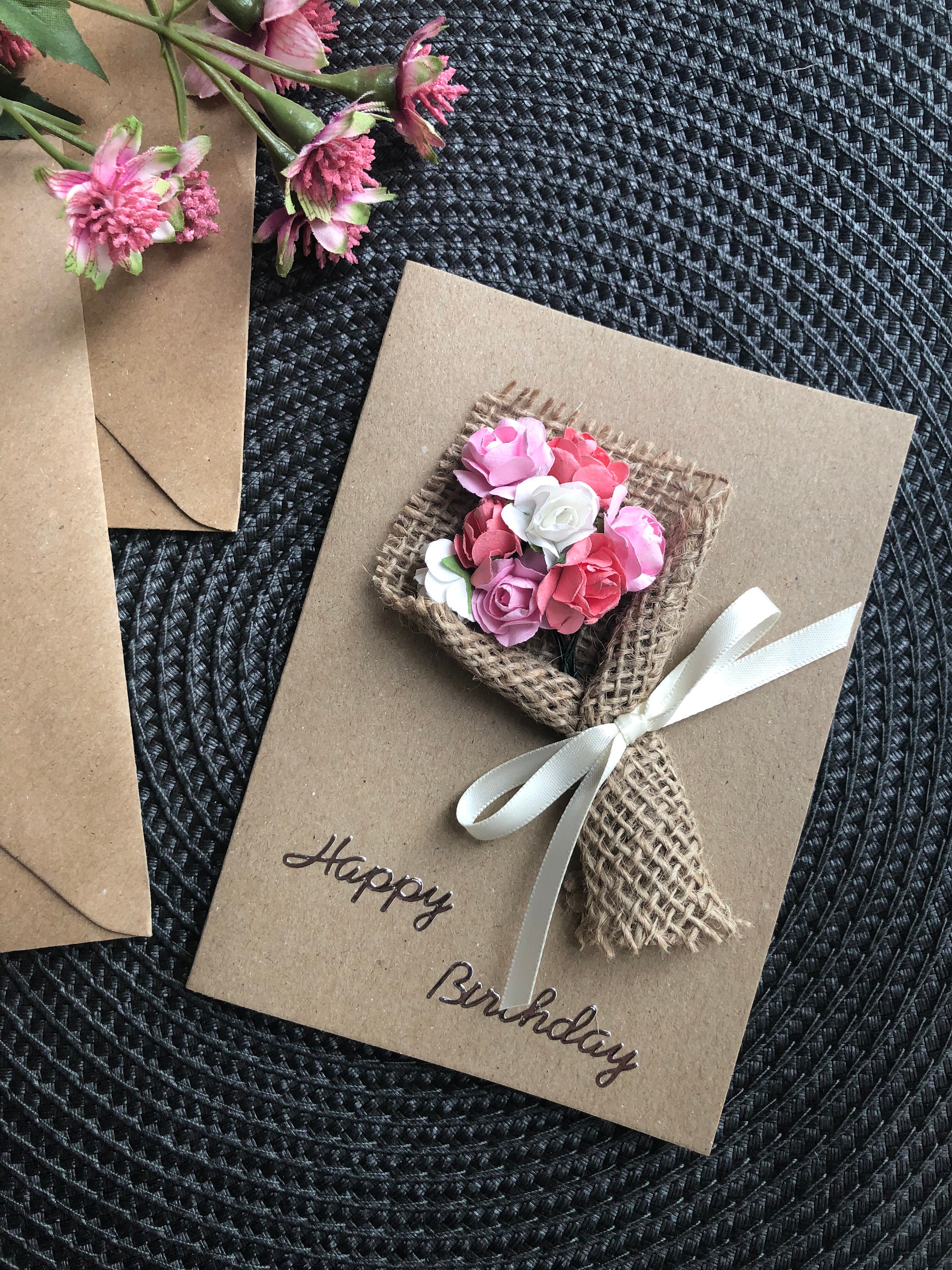 3D Rose Bouquet Birthday Card for Her Paper Flower Birthday Etsy UK