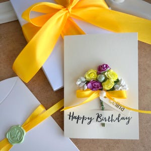 Vintage Sommer Blume Geburtstagskarte für Frau personalisierte Name Andenken Retro Stil Grußkarte für Mutter botanische Liebhaber Geschenk für Schwester