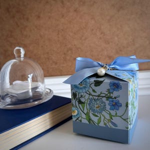 Baby boy shower blue wildflower favour box bridal wedding treat gift elegant Summer birthday party sweet case  afternoon tea table setting