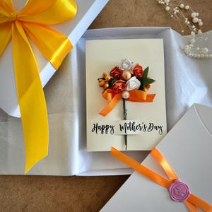 Sommer Orange Blumen Geburtstagskarte von Tochter Andenken Geschenk für spezielle Mama Blumenstrauß Andenken Geschenk Box Garten Liebhaber Schwester Gruß