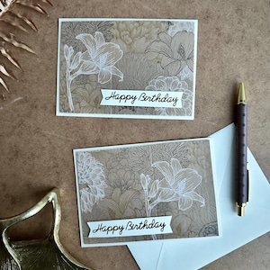 Carte d'anniversaire écologique recyclée avec boîte florale pour petite amie, cadeau fait main à vélo, design floral élégant, carte de voeux inspirée de la nature