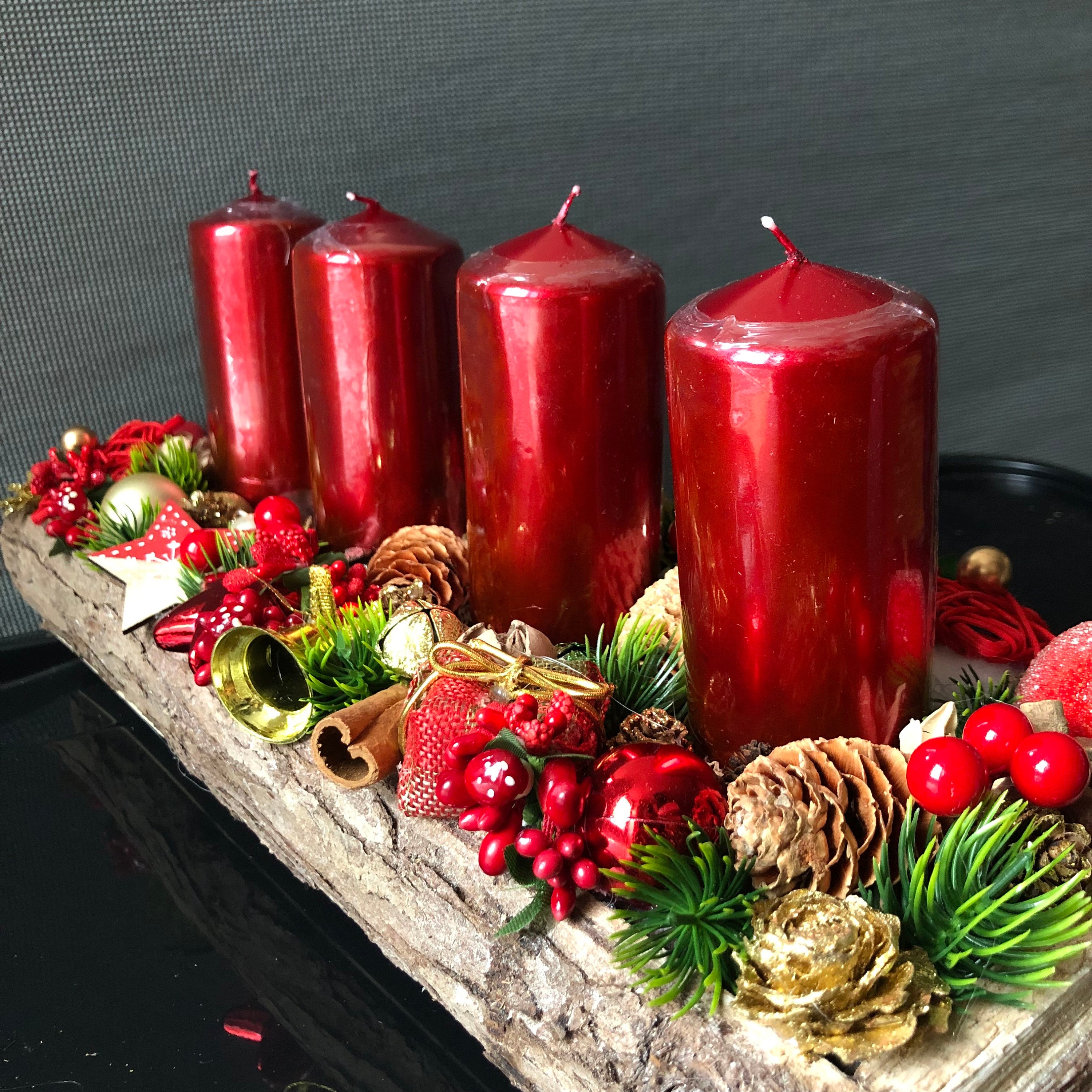 Classic Red Gold Green Christmas Table Centrepiece Uk Etsy UK