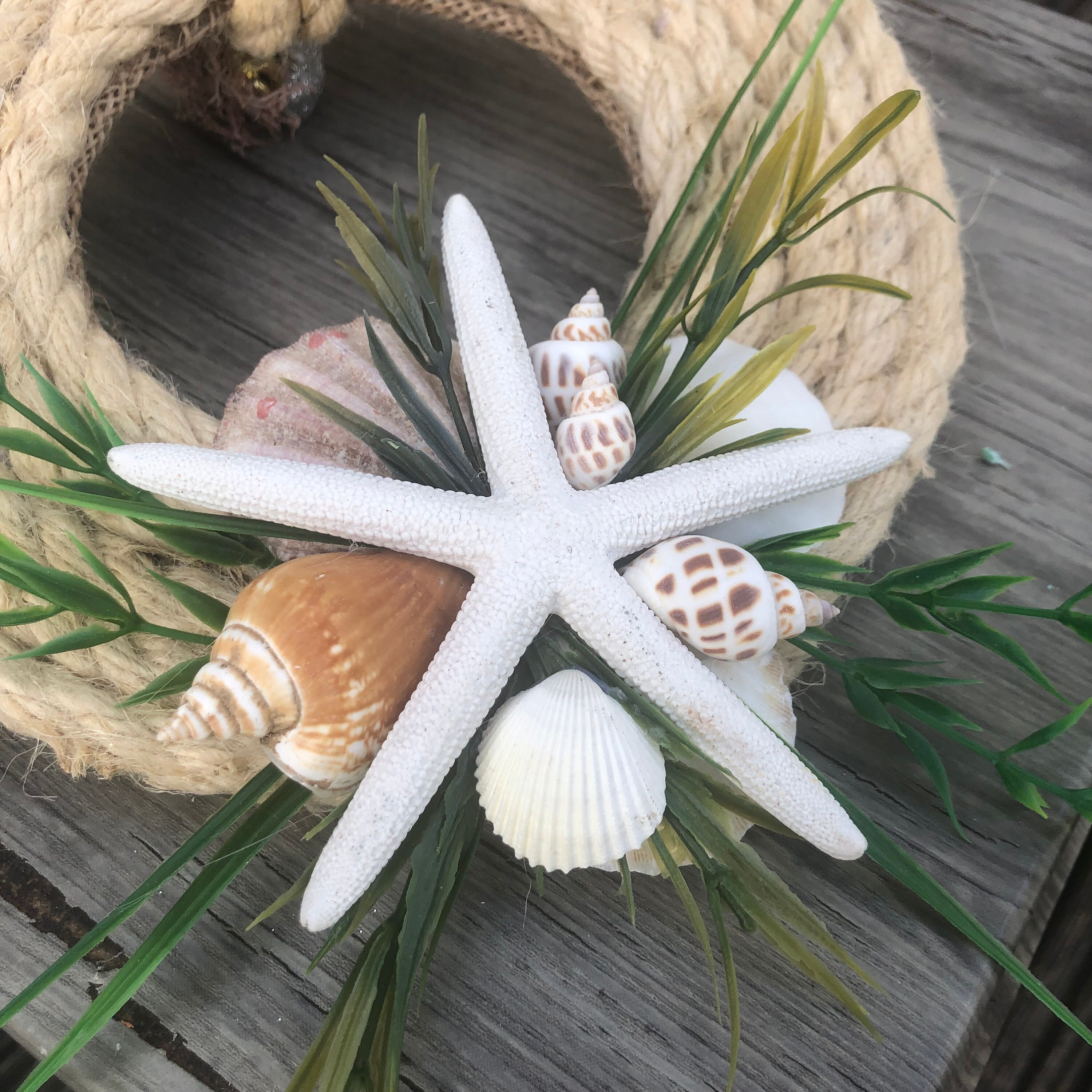 Coastal Rope Wreath With Seashells and Starfish for Front Door Etsy