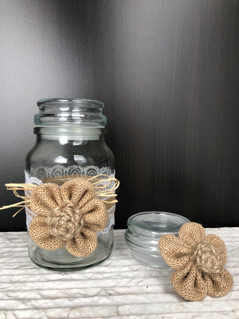 Hessian Floral Kitchen Storage Jar With Lid 2pcs Set Treats Etsy UK