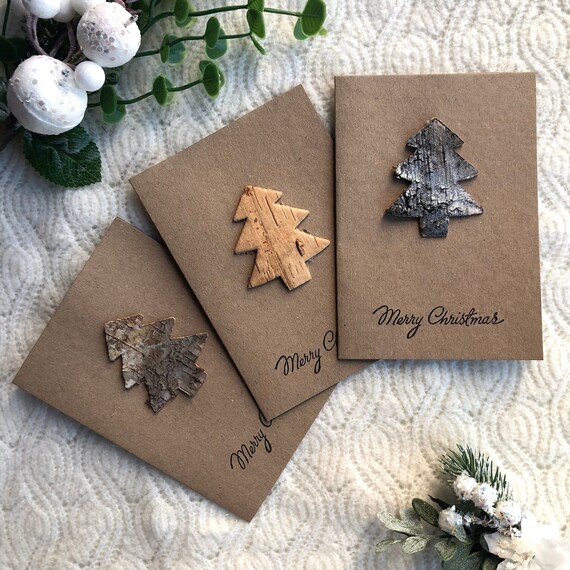 Rustic Natural Christmas Tree Card Uk 3D Handmade Xmas Tree Etsy UK