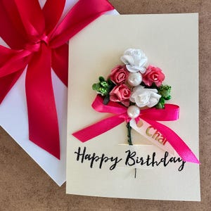 Personalisierte moderne Blumengeburtstagskarte für Tochter Andenken Geschenk beste Freundin besonderer Anlass feminines Design Grußkarte für Schwester