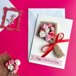 Bouquet de roses roses 3D, carte de voeux florale personnalisée pour la fête des mères, cadeau souvenir romantique pour maman, cadeau date femme LGBT, grand-mère amateur de fleurs