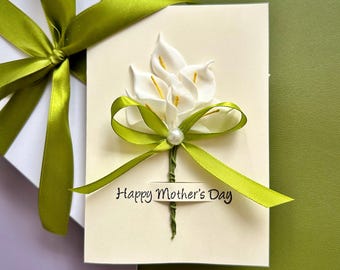 Elegant calla lily Mother's Day card personalised keepsake 3D floral birthday greeting wife wedding anniversary gift box handmade craft art