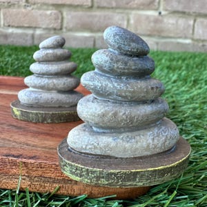 Miniature Stacked Stone Zen Garden Decor in Japanese Style Balancing ...