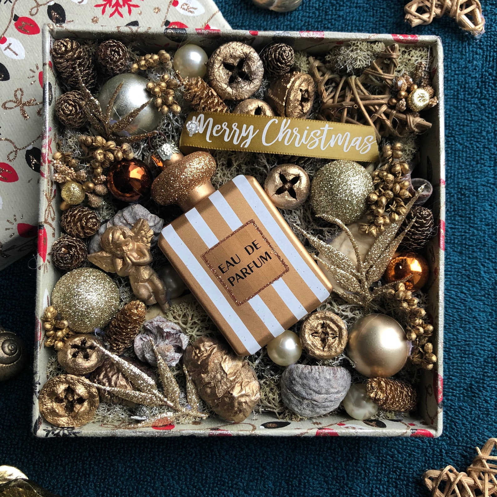 Christmas Gift Box With Perfume Bottle Ornament for Her - Etsy UK