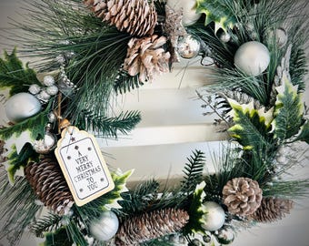 Evergreen Nordic Scandinavian Christmas Wreath Frosty Woodland