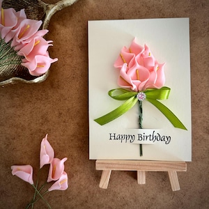 Bezaubernde rosa Lilie Blumengeburtstagskarte für die beste Freundin feminines Andenkens Geschenk für elegante Mama Blumengrußkarte für Nachmittagstee-Party