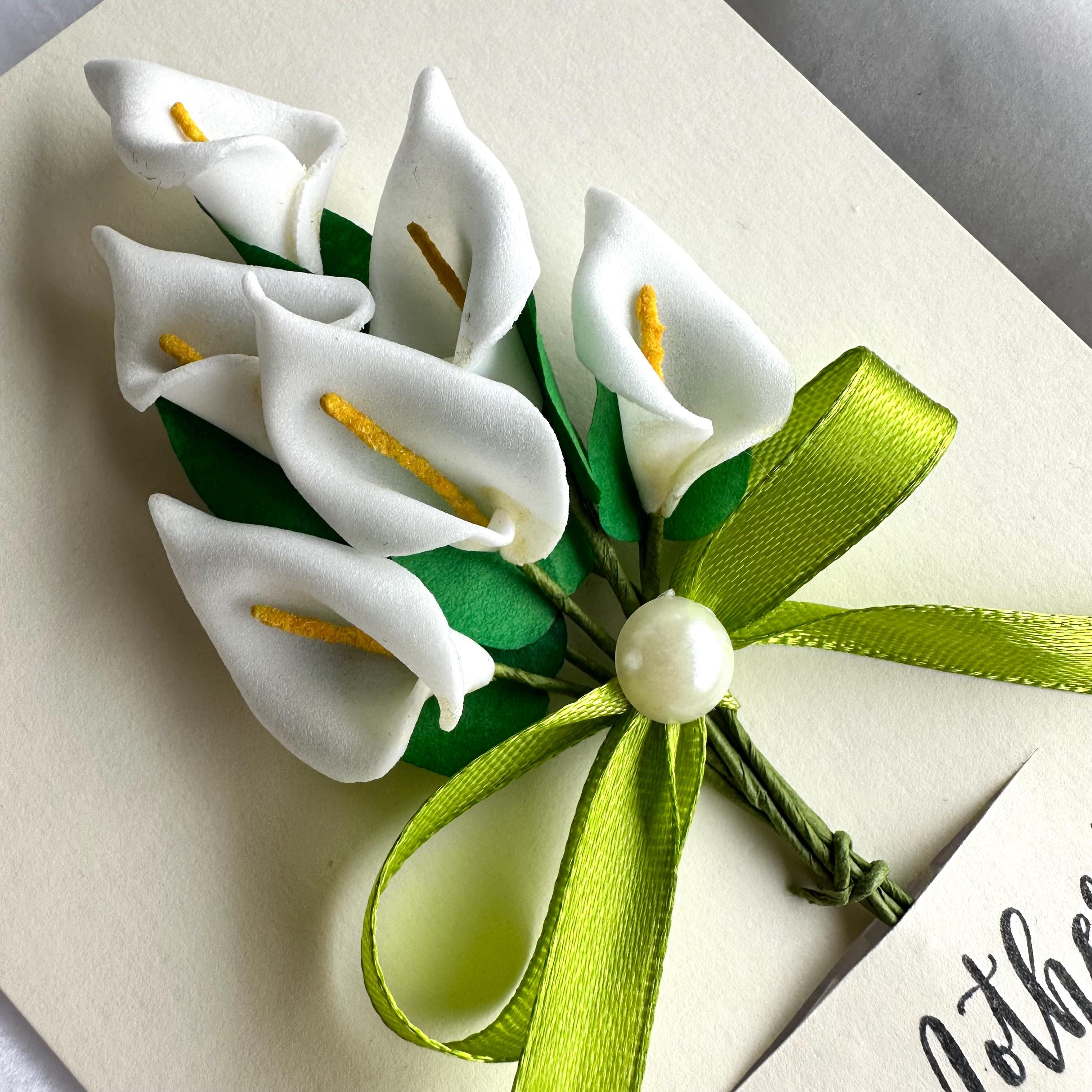 Elegant calla lily flower card for mum personalised keepsake gift box for Mother&#39;s Day 3D floral greeting card for best mom birthday present