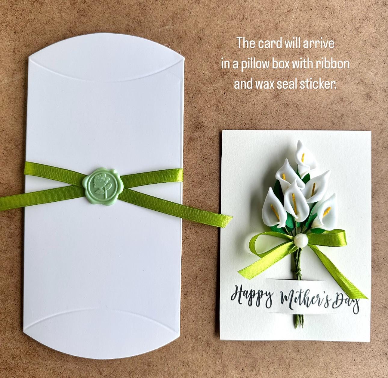 Elegant calla lily flower card for mum personalised keepsake gift box for Mother&#39;s Day 3D floral greeting card for best mom birthday present