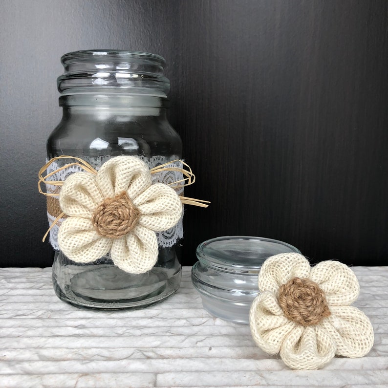 Hessian Floral Kitchen Storage Jar With Lid 2pcs Set Treats Etsy UK