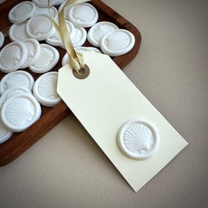 Scallop shell wax seal sticker coastal wedding party embellishment ocean themed stationery accents beach style gift tag boho sea life decor