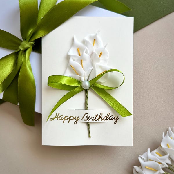 Elegant calla lily flower birthday card wife 3D botanical greeting card garden lover mum personalised keepsake romantic girlfriend gift box