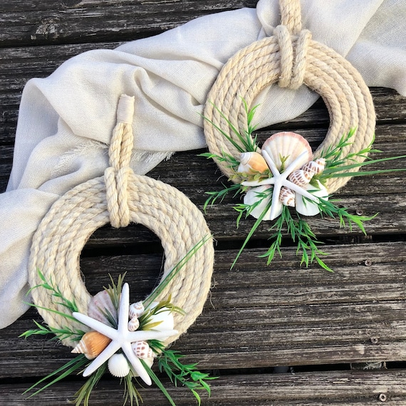 Coastal Rope Wreath With Seashells and Starfish Uk Nautical Etsy