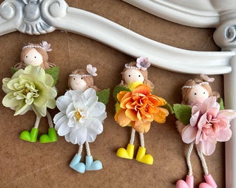 Colourful floral fairy doll ornament girl birthday party gift Summer flower blossom kids room decor for baby shower gift cottage core piece