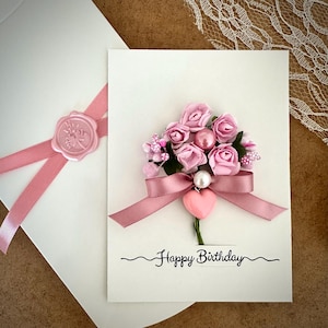 Feminine floral wife birthday card luxury rose keepsake gift coquette girl style elegant greetings card for daughter shabby chic bouquet