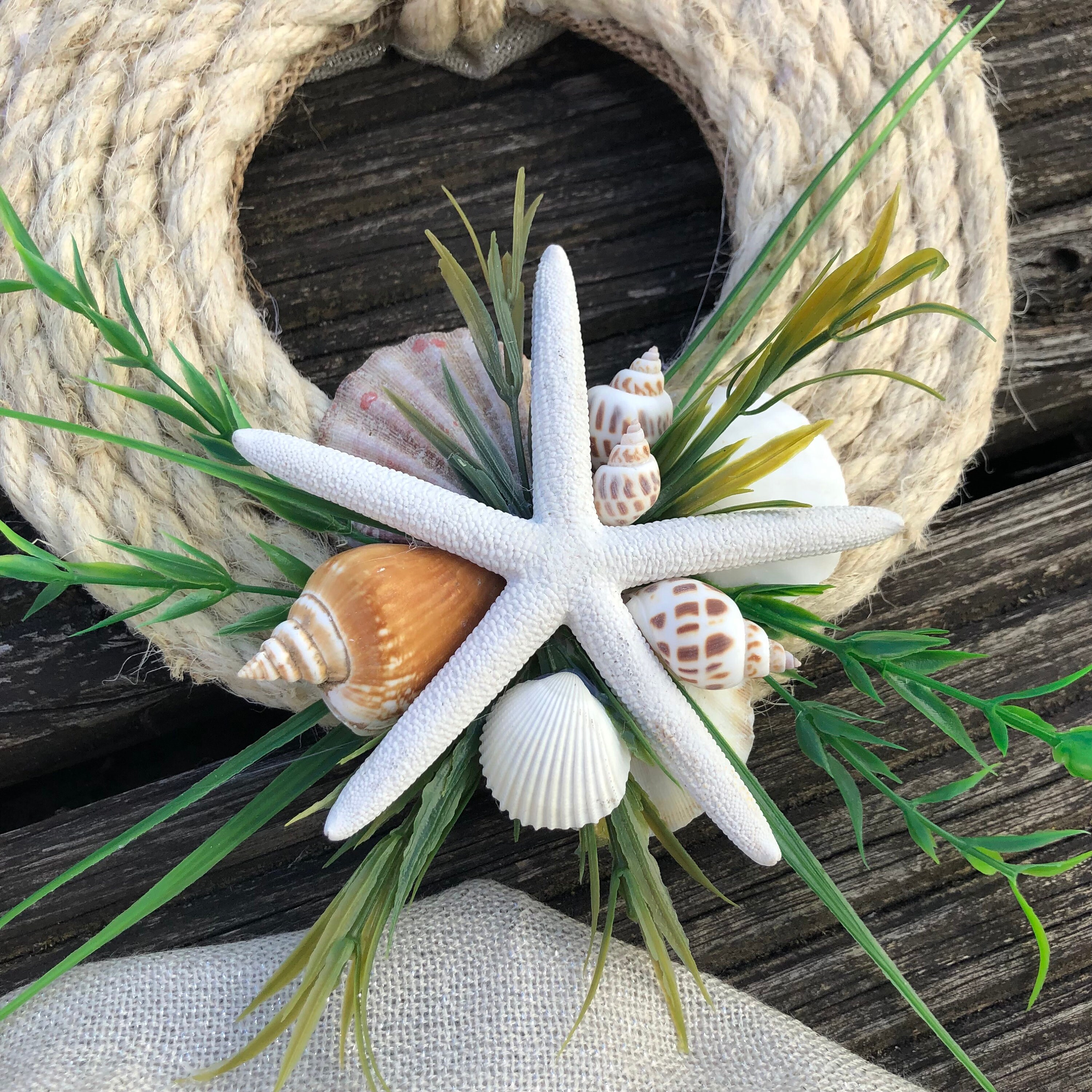 Coastal Rope Wreath With Seashells and Starfish for Christmas Etsy