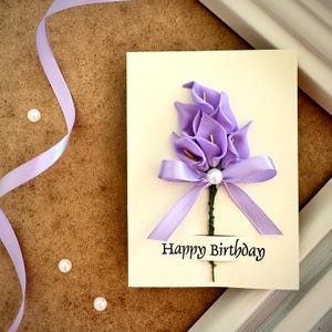 Luxus elegante Lilie Geburtstagskarte für Mama Blumen Andenken Geschenk Lavendel Ton Grußkarte im femininen Stil romantische Feier Box Set