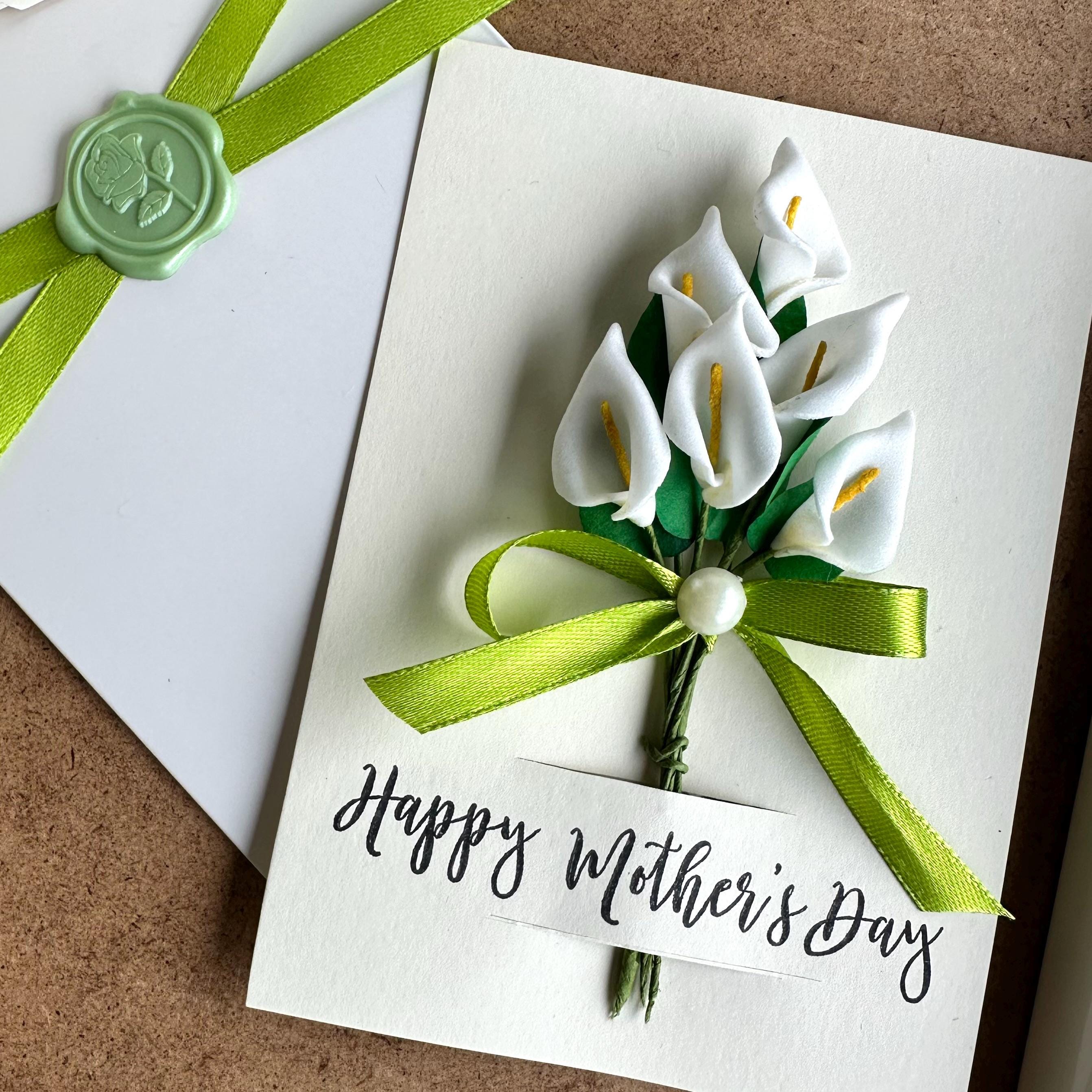 Elegant calla lily flower card for mum personalised keepsake gift box for Mother&#39;s Day 3D floral greeting card for best mom birthday present