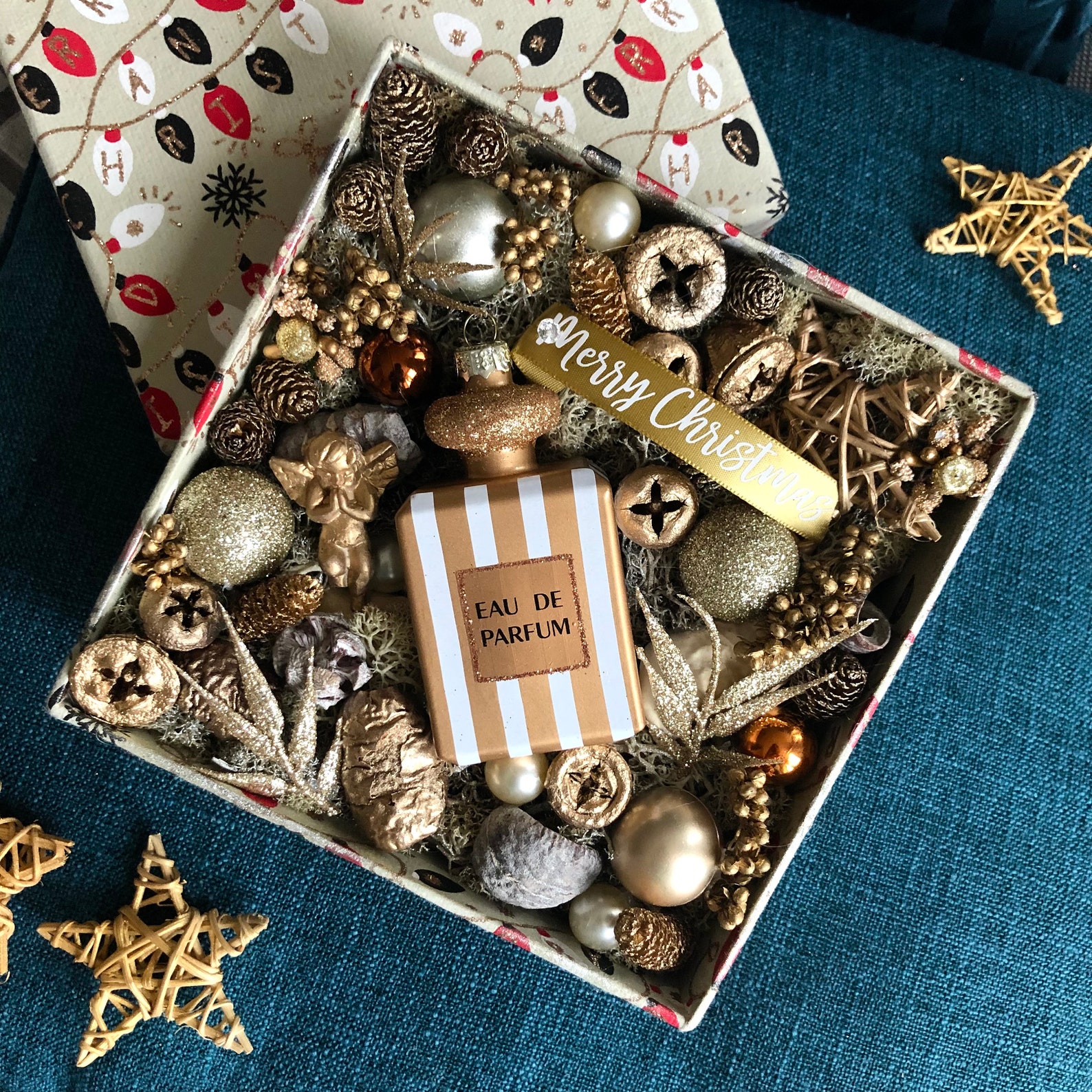 Christmas Gift Box With Perfume Bottle Ornament for Her - Etsy UK