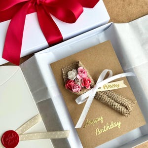 Personalised 3D flower birthday card for her floral bouquet greetings card for wife handmade unique gift box for mum card from daughter