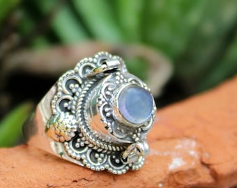 Mother day Special Poison Ring Compartment ring Garnet Ring 925 Sterling Silver Plated Ring box Ring Labradorite Stone Ring Gift for mom