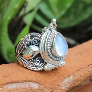 Box Ring Moonstone Ring Box  ring 925 Sterling Silver Plated Ring Silver box Ring Mother day Special Locket Ring