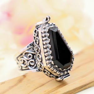 Black Onyx Coffin Locket Ring, Coffin Ring, Snake Ring, Compartment Locket Box Ring, Mother Day Special, Boho Gift for Her
