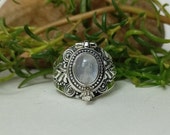 Mother day gift,Poison box Ring,Moonstone Ring,Poison ring,925 Sterling Silver Plated Ring,Silver box Ring,Blue Fire Stone Ring,Gift For Her