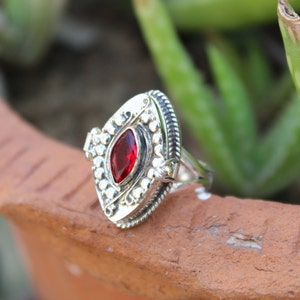 Box Ring | Garnet Box Gemstone Ring | 925 Sterling Silver Plated Ring| Openable Ring | June birthstone | Compartment Ring | Christmas Gift